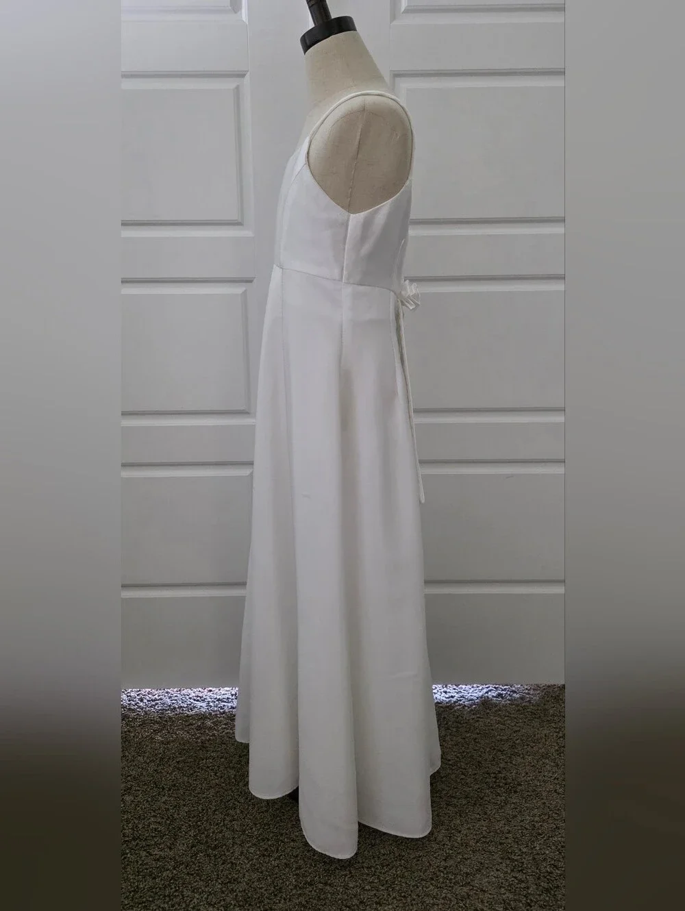 Girls White Spaghetti-Strap Formal Dress